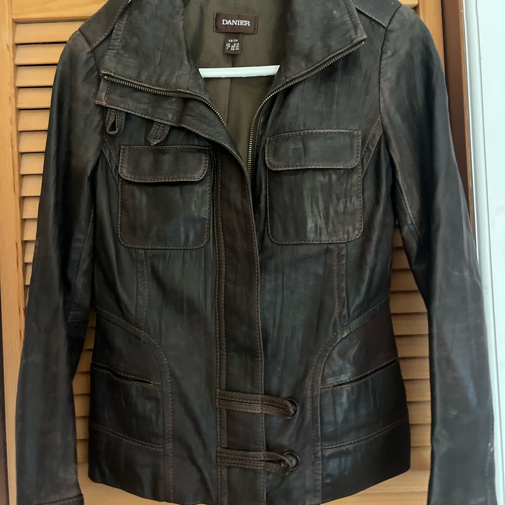 Danier Women's Dark Brown Genuine Leather Jacket